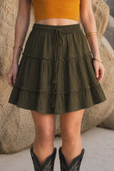Boho Tiered Cotton Skirt – | Elasticated Waist | Various Colours