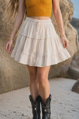 Boho Tiered Cotton Skirt – | Elasticated Waist | Various Colours