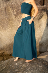 Wide Leg Palazzo Trousers | Plain Boho Festival Trousers | Women's Hippie Pants