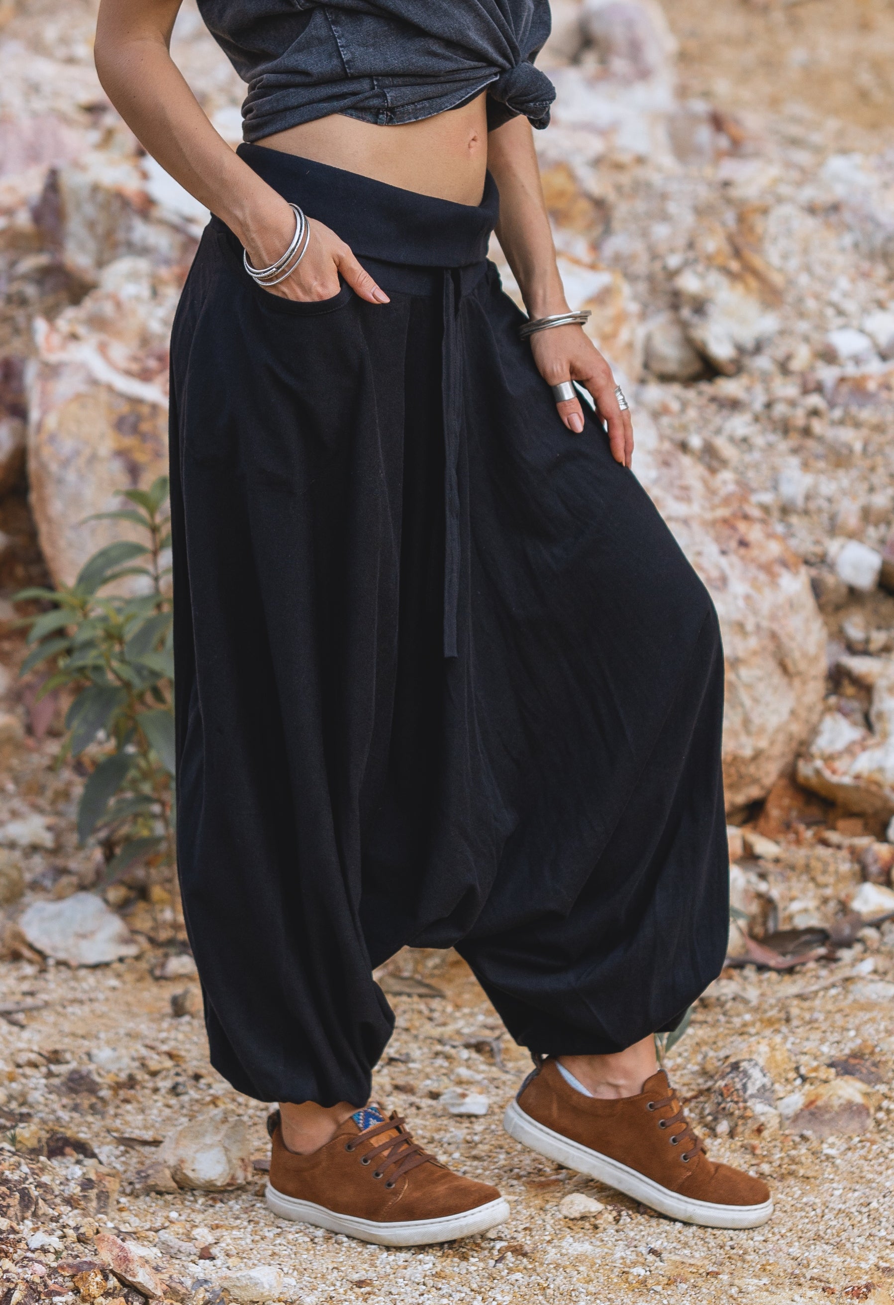 Plain Soft Cotton Harem Pants – Boho Yoga Trousers | Various Colours