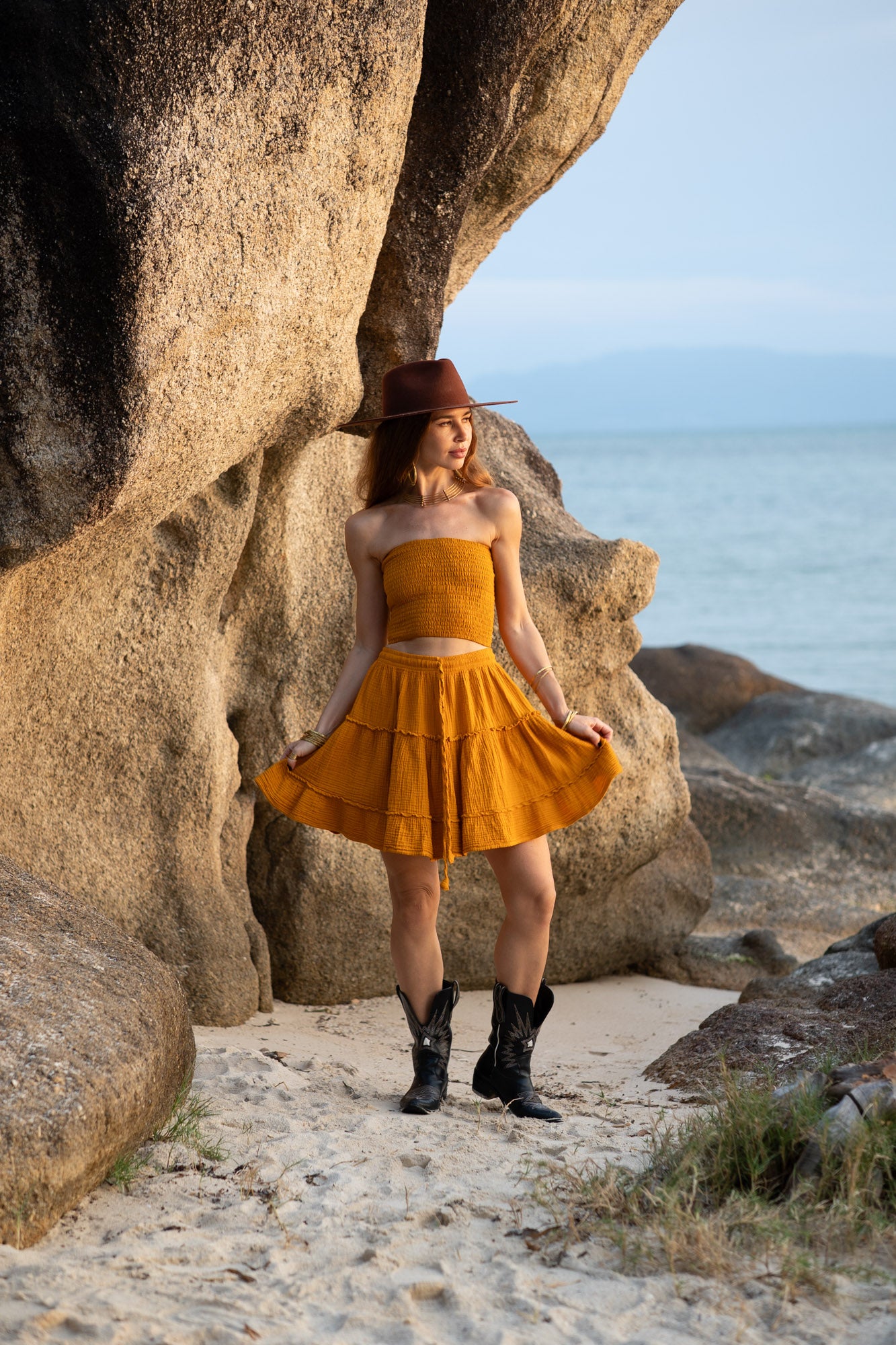 Boho Tiered Cotton Skirt – | Elasticated Waist | Various Colours