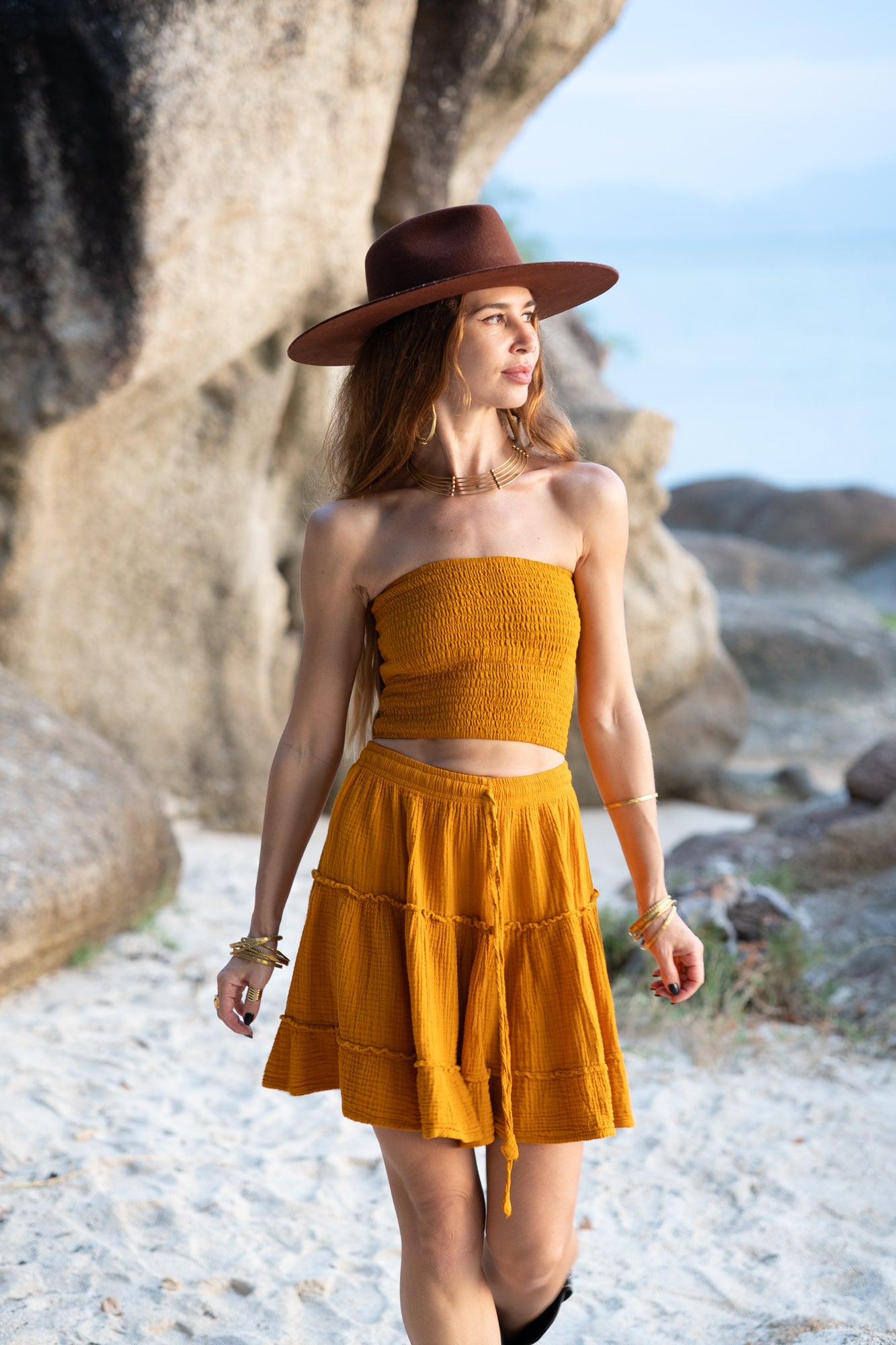 Boho Tiered Cotton Skirt – | Elasticated Waist | Various Colours