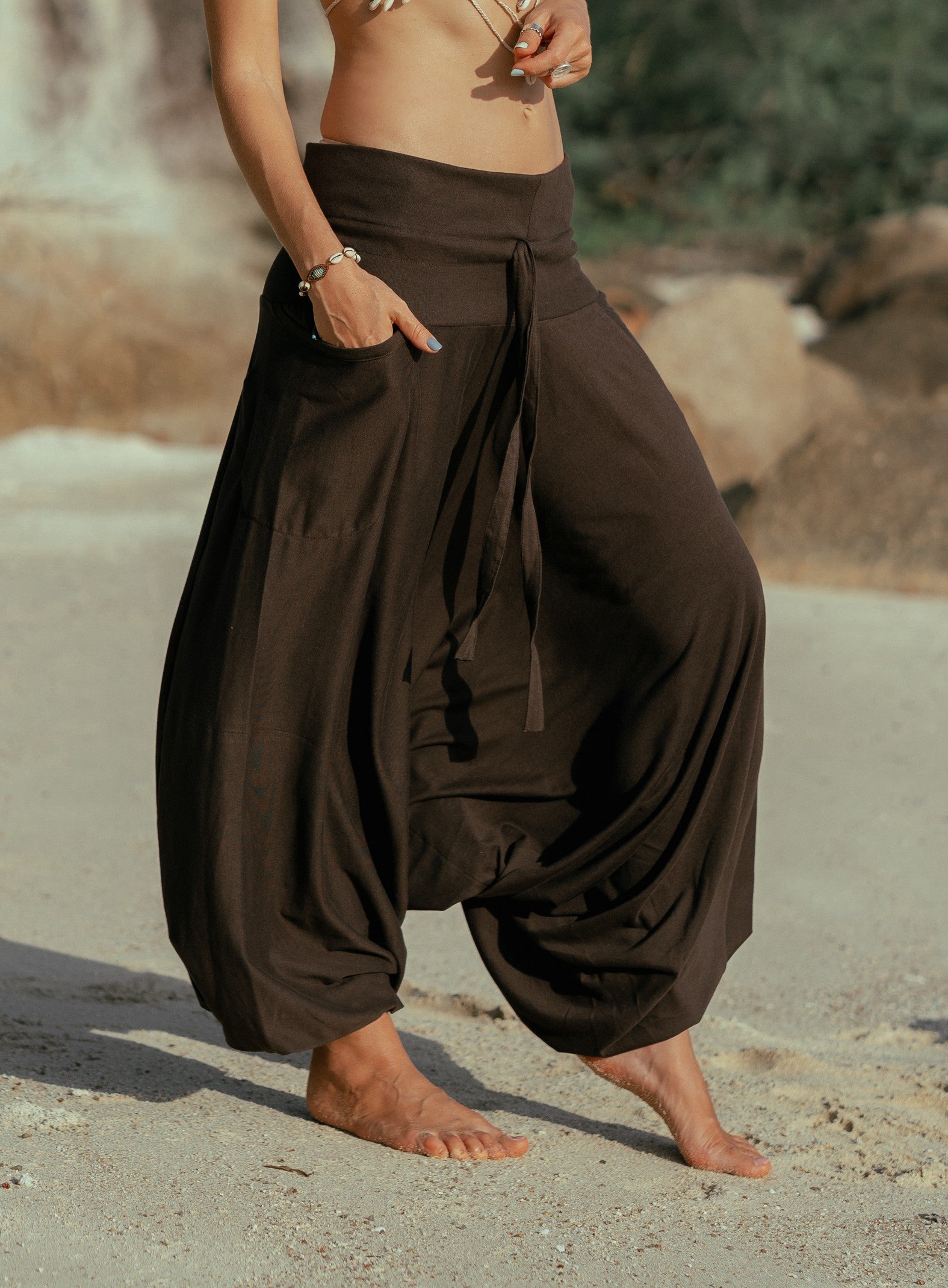 Plain Soft Cotton Harem Pants – Boho Yoga Trousers | Various Colours