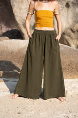 Wide Leg Palazzo Trousers | Plain Boho Festival Trousers | Women's Hippie Pants