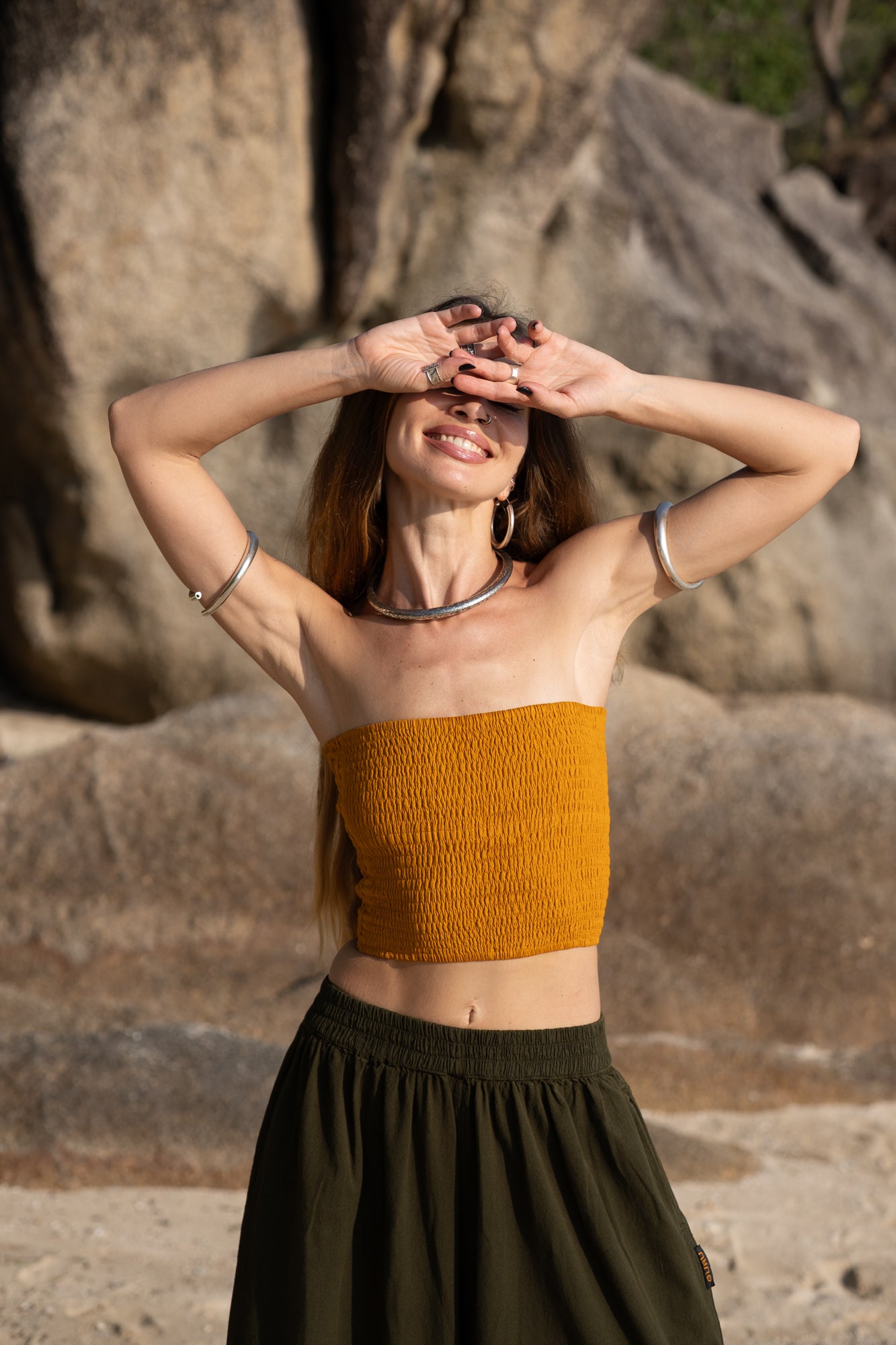 Crinkle Cotton Stretchy Tube Top - Various Colours