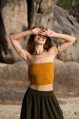 Crinkle Cotton Stretchy Tube Top - Various Colours