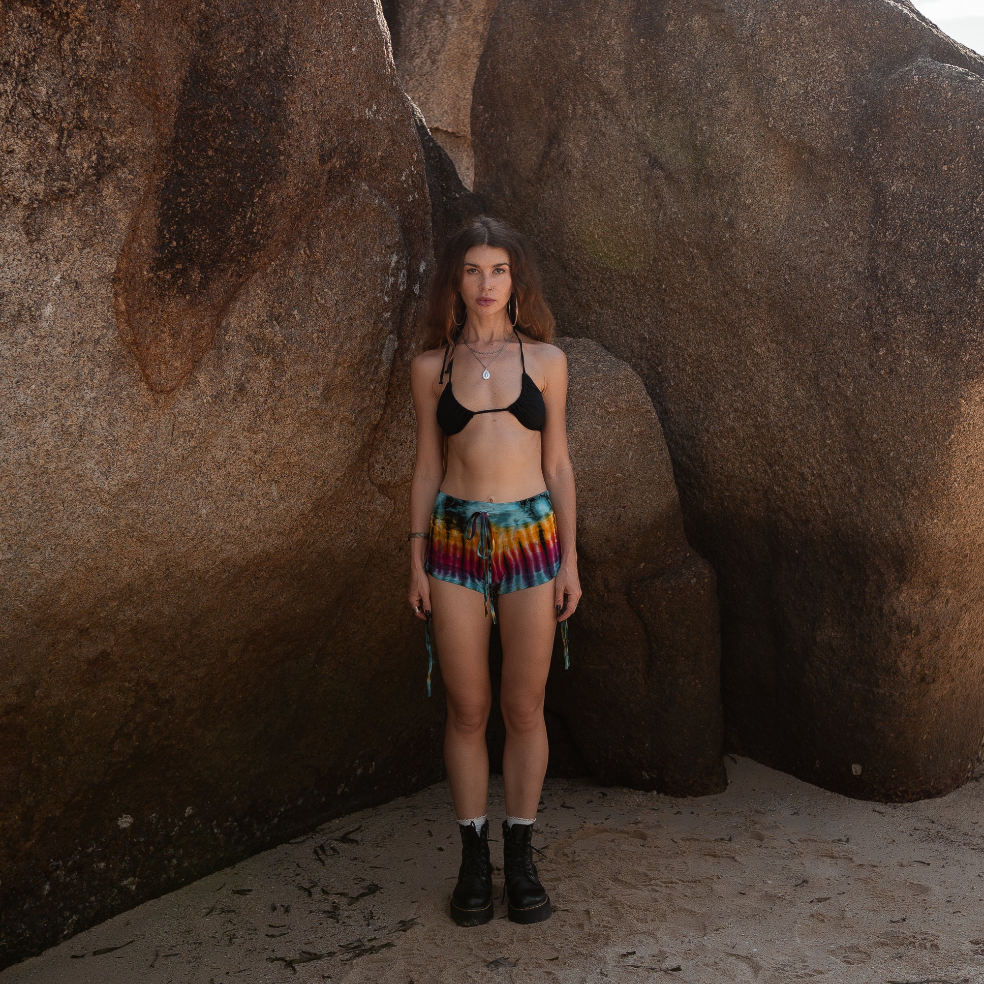 Rainbow Tie Dye Hot Pants | Boho Festival Summer Shorts