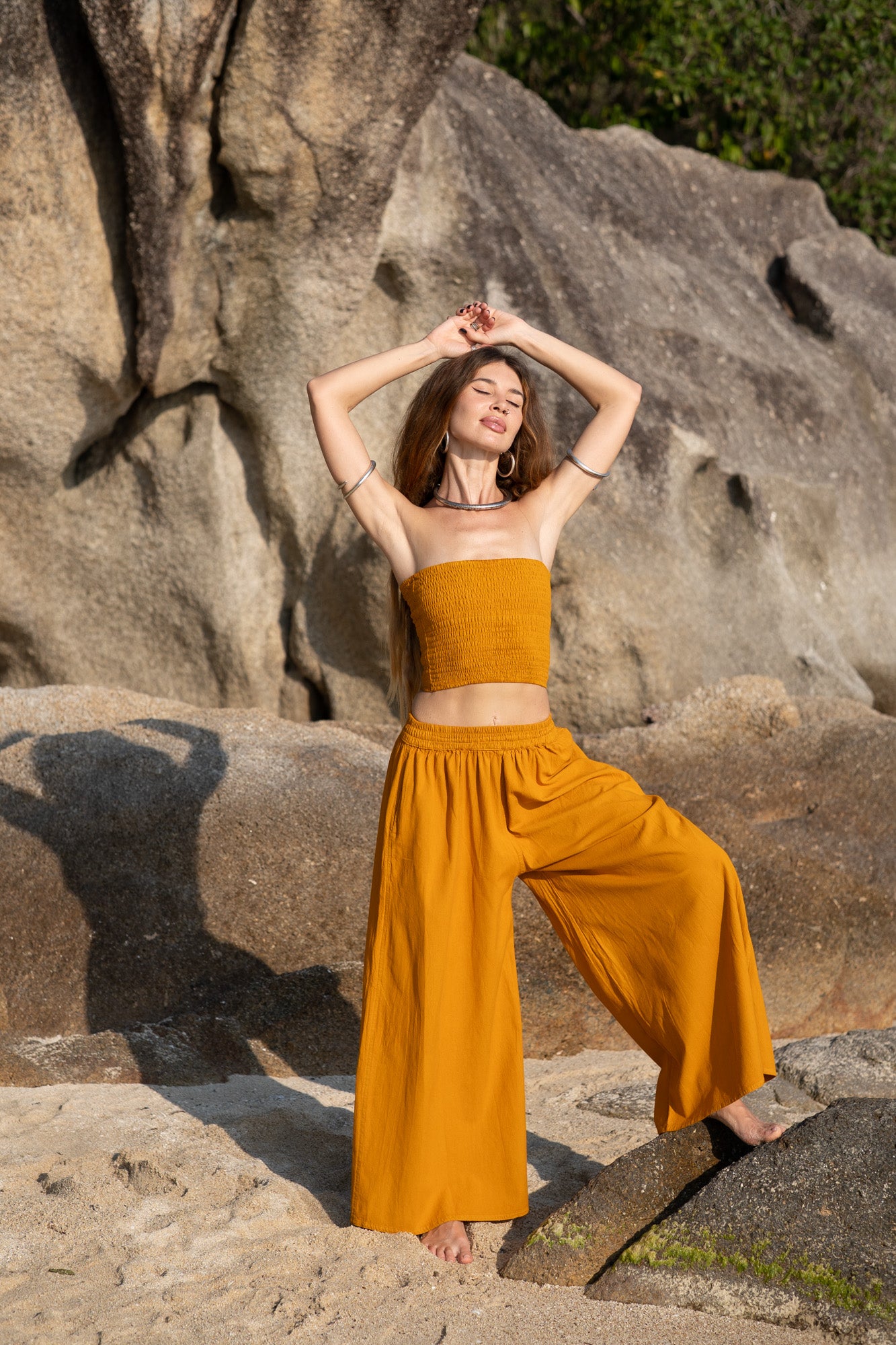 Wide Leg Palazzo Trousers | Plain Boho Festival Trousers | Various Colours