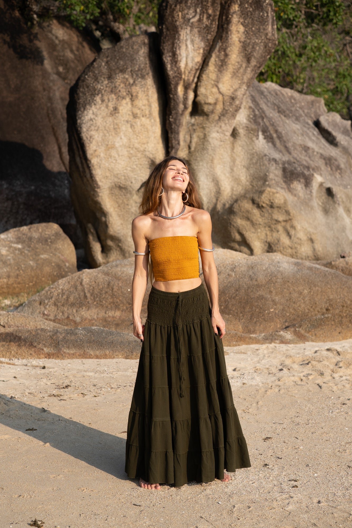 Tiered Cotton Boho Maxi Skirt | Various Colours