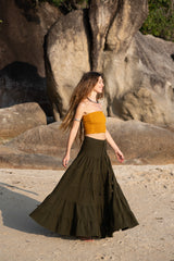 Tiered Cotton Boho Maxi Skirt | Various Colours