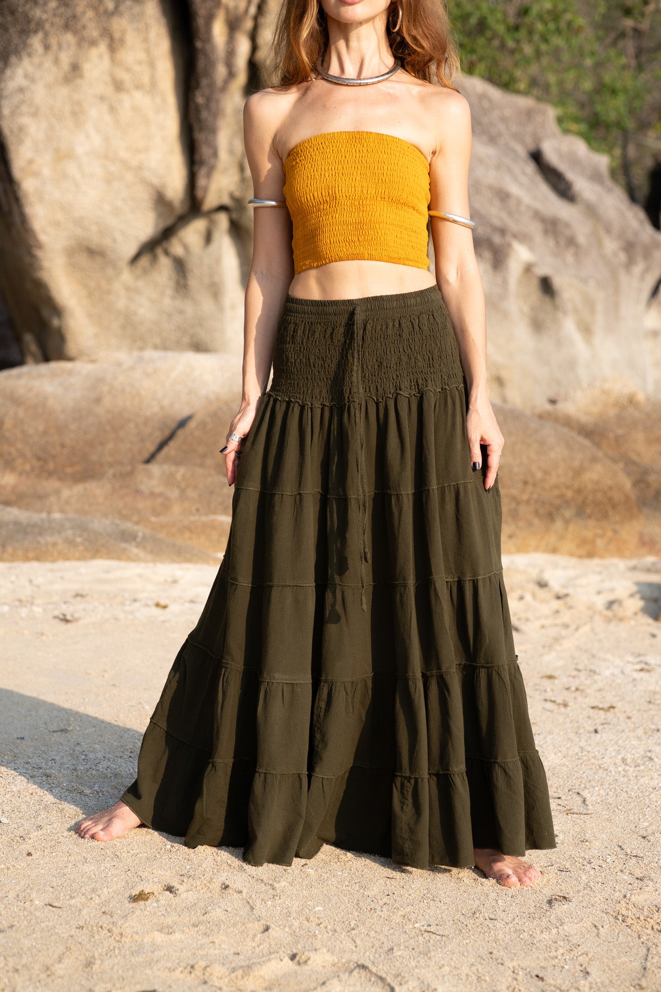 Crinkle Cotton Stretchy Tube Top - Various Colours