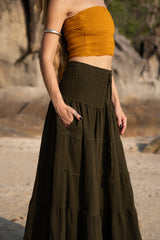 Tiered Cotton Boho Maxi Skirt | Various Colours