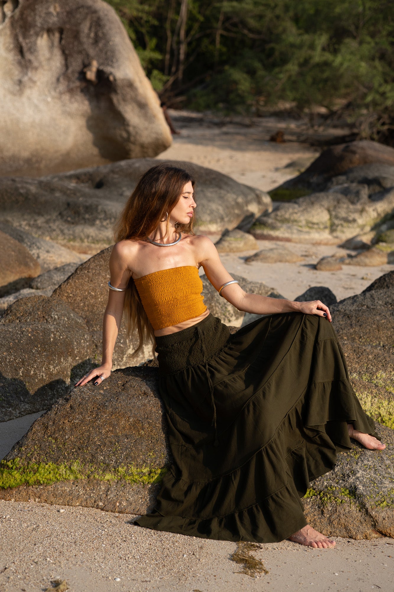Tiered Cotton Boho Maxi Skirt | Various Colours