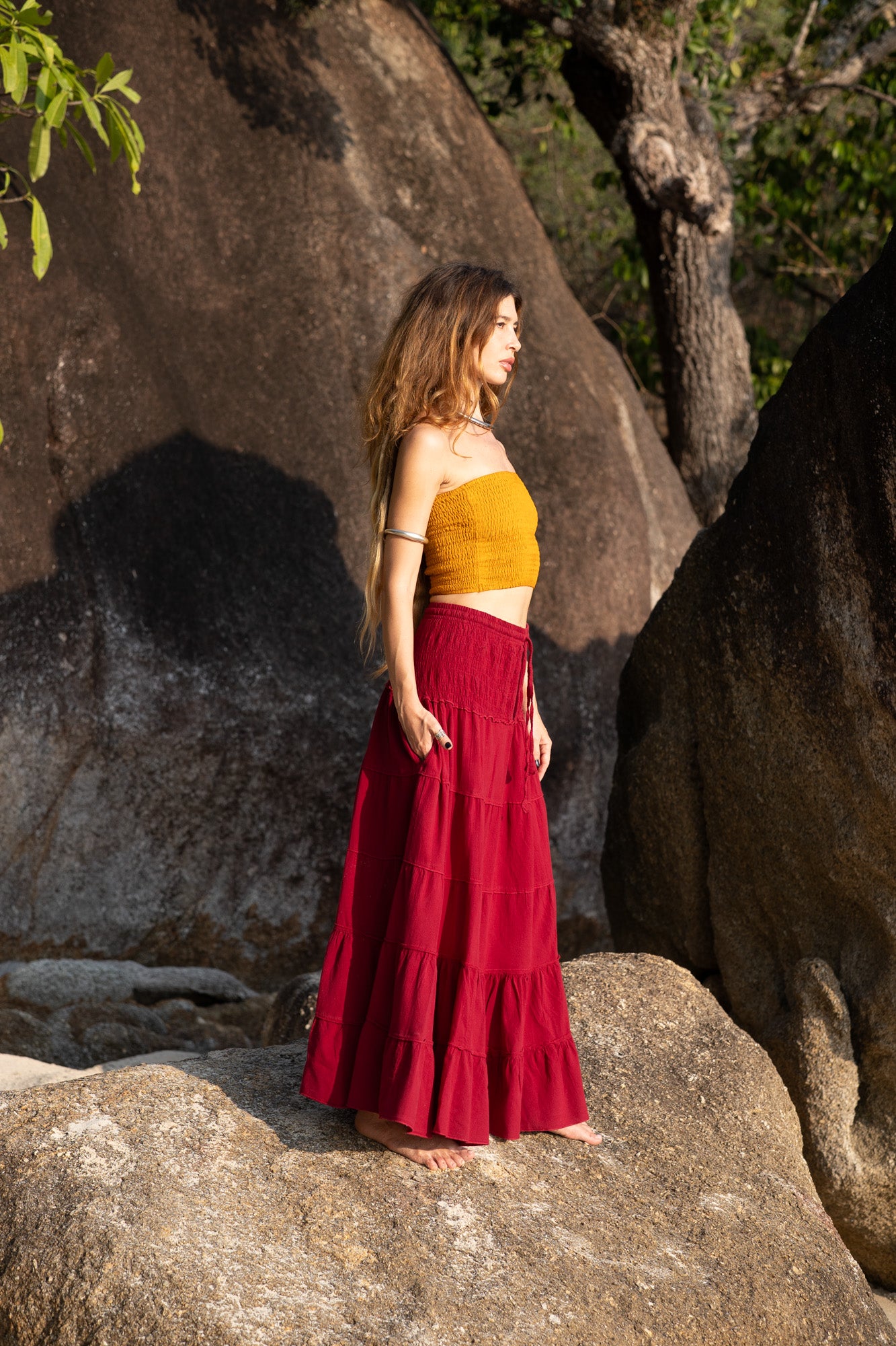 Tiered Cotton Boho Maxi Skirt | Various Colours