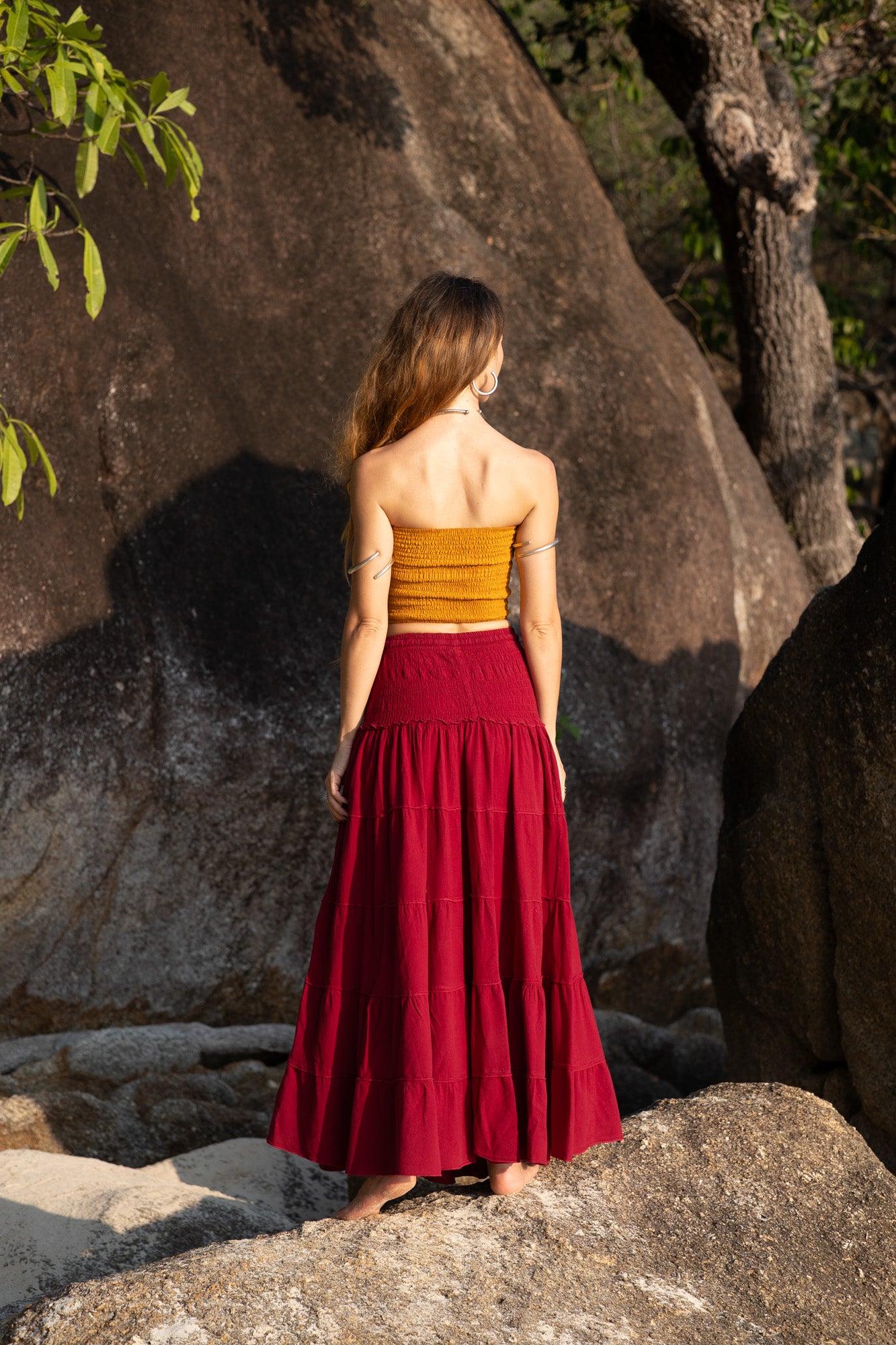 Tiered Cotton Boho Maxi Skirt | Various Colours