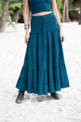 Tiered Cotton Boho Maxi Skirt | Various Colours