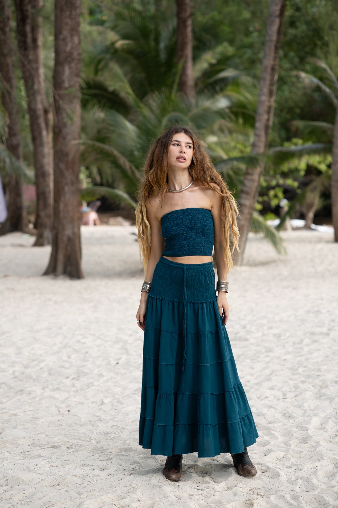 Tiered Cotton Boho Maxi Skirt | Various Colours