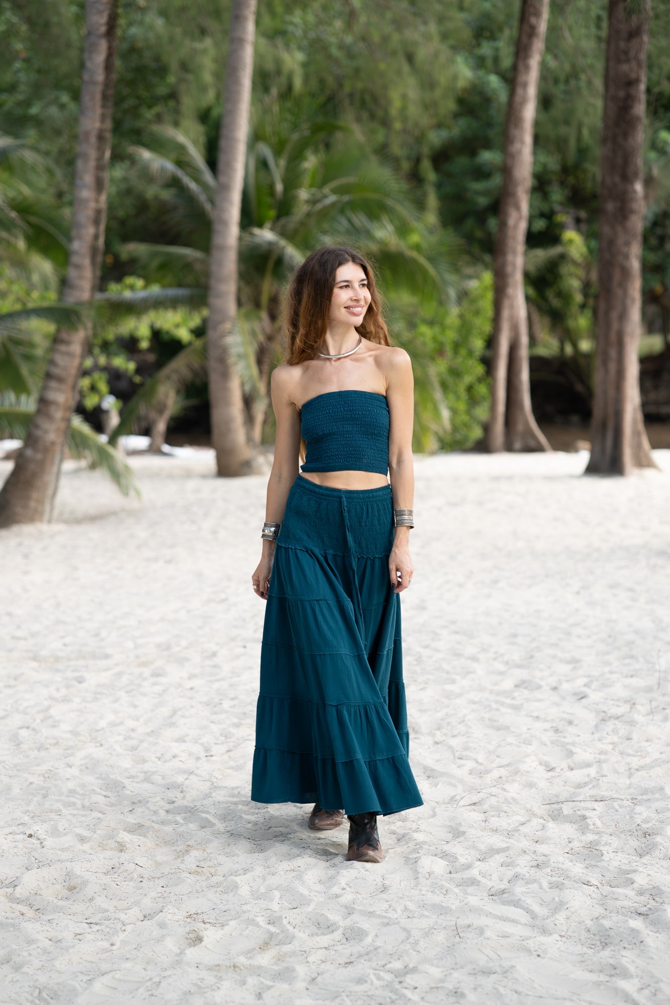 Tiered Cotton Boho Maxi Skirt | Various Colours