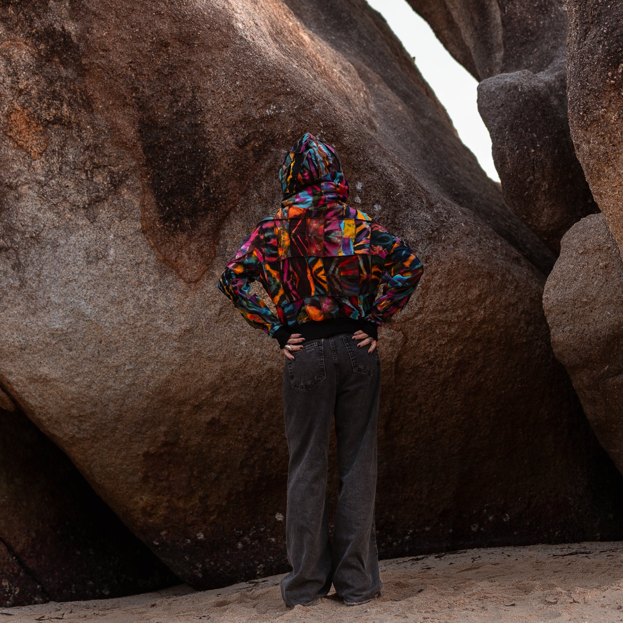 Patchwork Tie Dye Hoodie | 100% Cotton Boho Festival Jacket