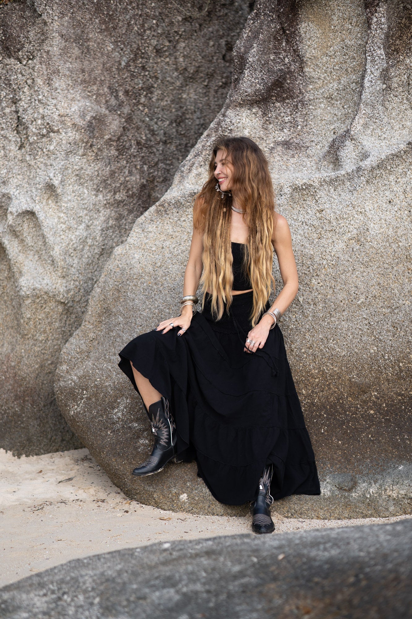 Tiered Cotton Boho Maxi Skirt | Various Colours