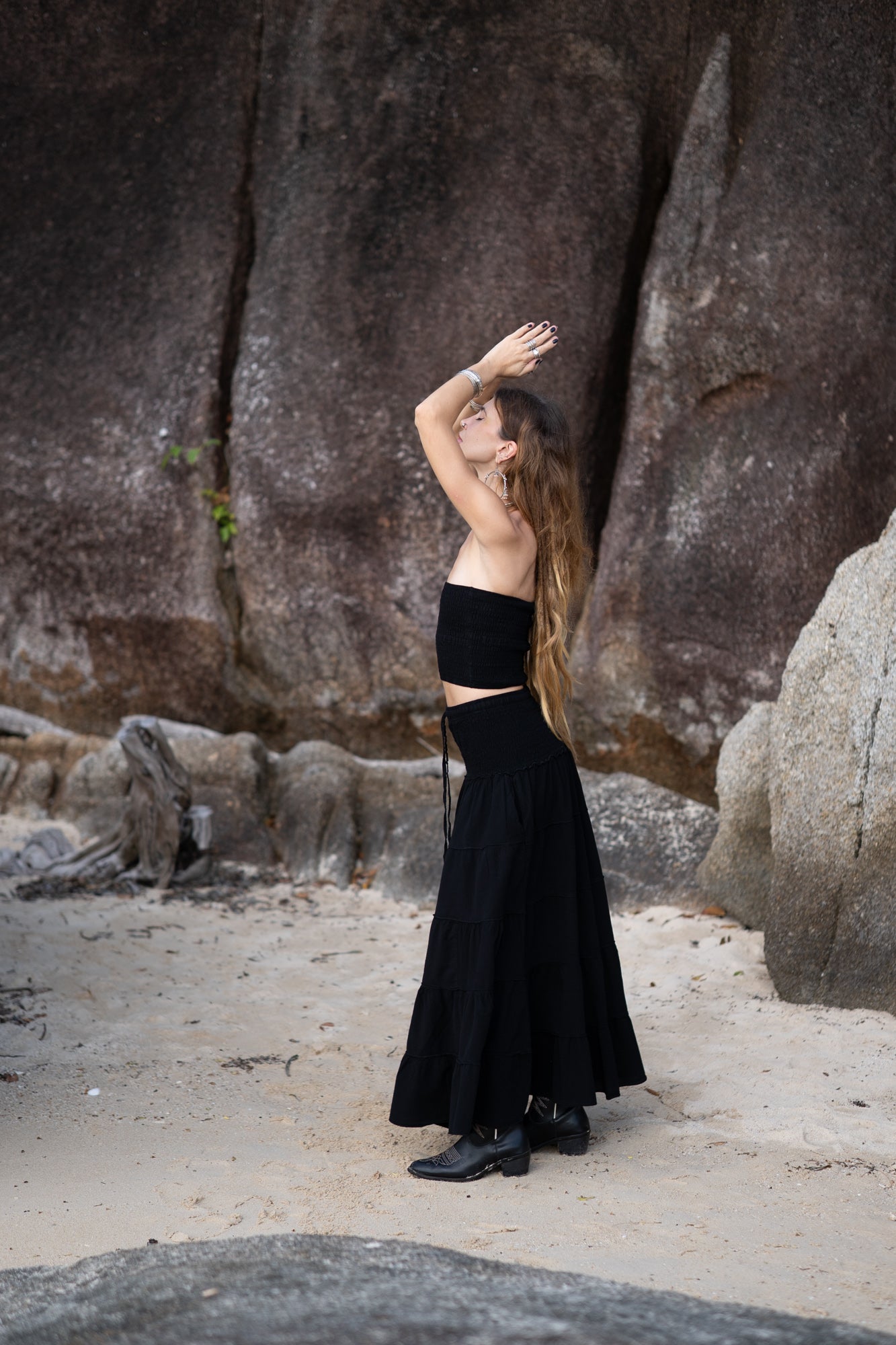Tiered Cotton Boho Maxi Skirt | Various Colours