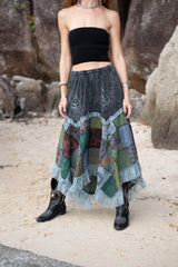 Fairy Pixie Patchwork Midi Skirt – Lace Detail | Various Colours