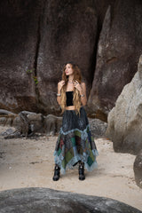Fairy Pixie Patchwork Midi Skirt – Lace Detail | Various Colours