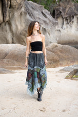 Fairy Pixie Patchwork Midi Skirt – Lace Detail | Various Colours
