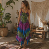 Tie Dye Fairy Pixie Hem Dress – Boho Festival Corset Dress