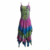 Tie Dye Fairy Pixie Hem Dress – Boho Festival Corset Dress