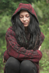 Wool Jacket - Cable Knit Aran - Maroon