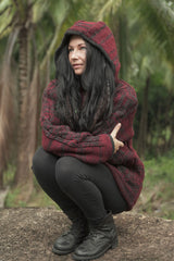 Wool Jacket - Cable Knit Aran - Maroon