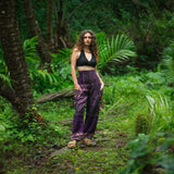 Elephant Print Warm Harem Blanket Pants with Pockets - Purple