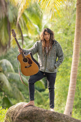 Wool Jacket - Cable Knit Aran - Olive Green