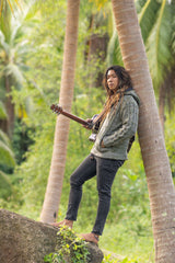 Wool Jacket - Cable Knit Aran - Olive Green