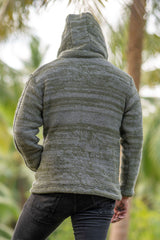 Wool Jacket - Cable Knit Aran - Olive Green