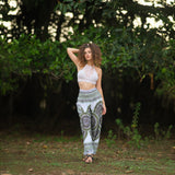 White Mandala High Cut Harem Pants - Green