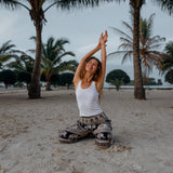 High Crotch Harem Pants - Elephant Print - Black