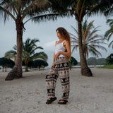 High Crotch Harem Pants - Elephant Print - Black