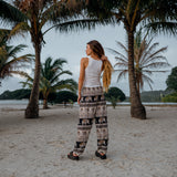 High Crotch Harem Pants - Elephant Print - Black