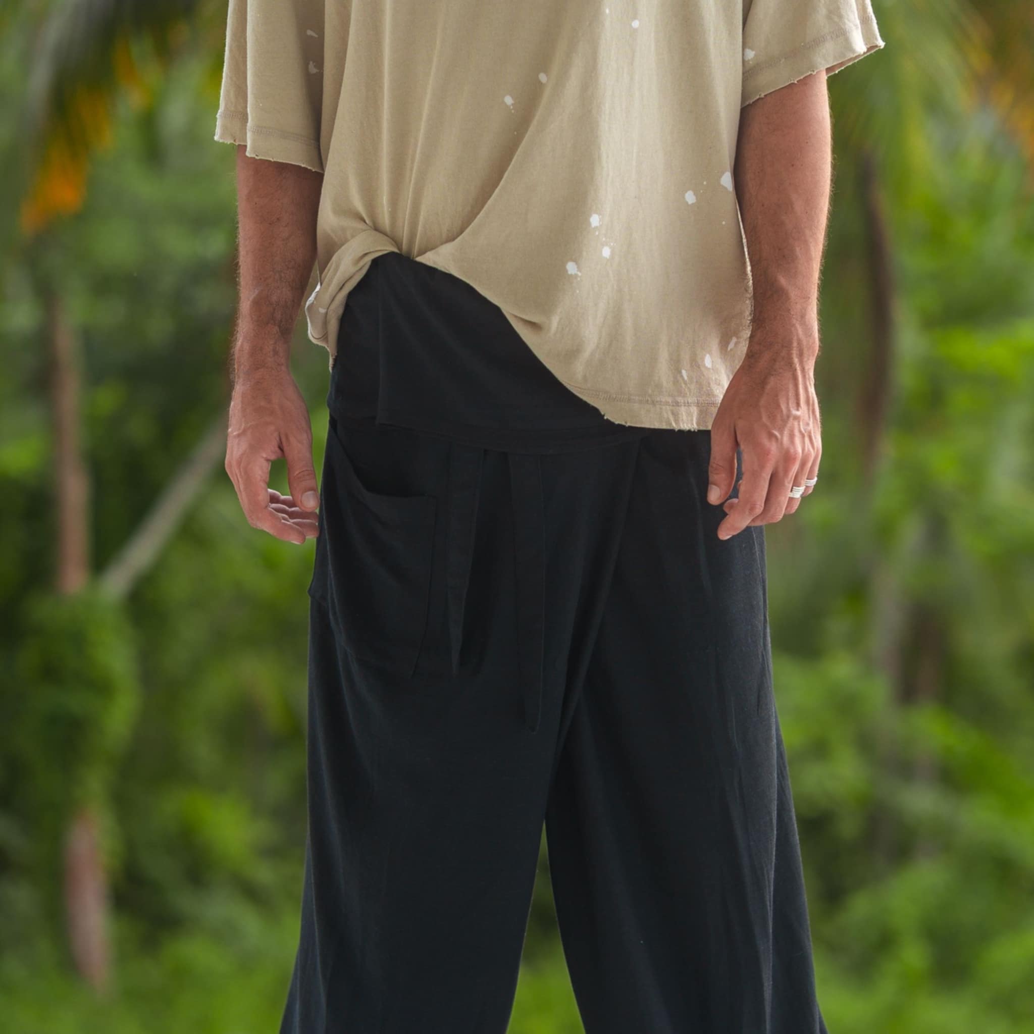 Black Hemp Cotton Thai Fisherman Pants – Tall Boho Yoga Trousers