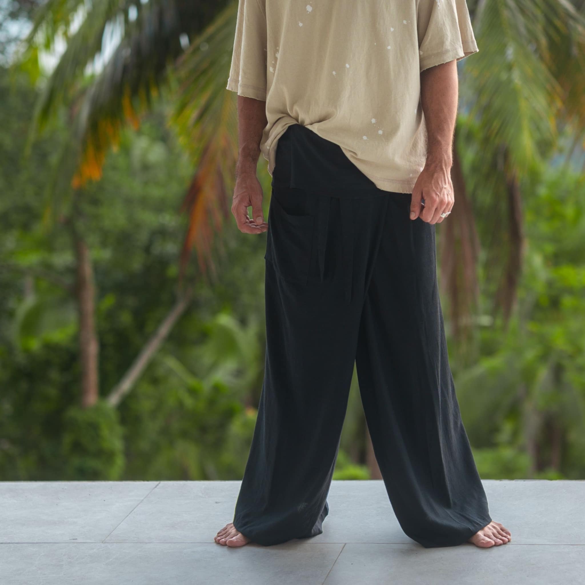 Black Hemp Cotton Thai Fisherman Pants – Tall Boho Yoga Trousers