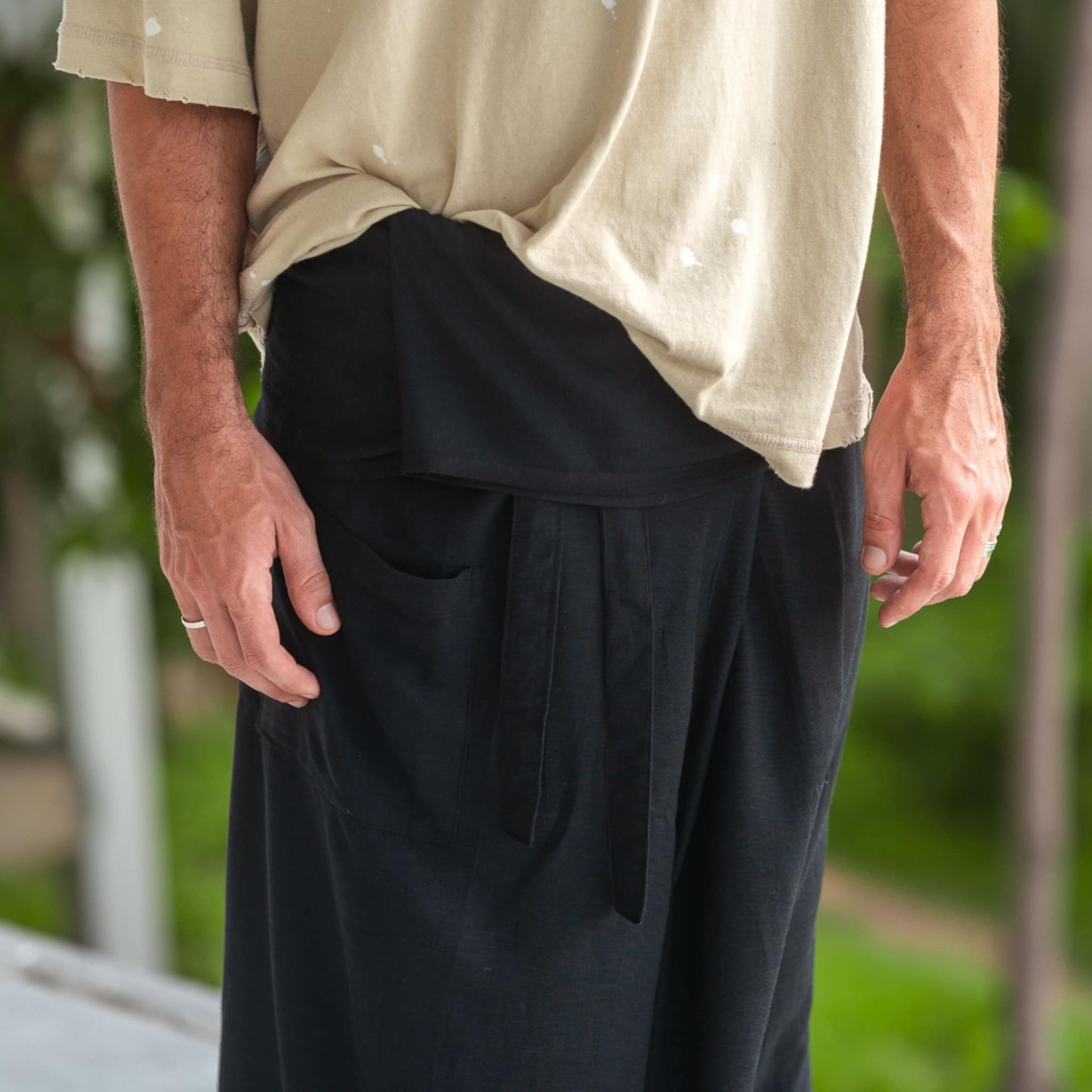 Black Hemp Cotton Thai Fisherman Pants – Tall Boho Yoga Trousers
