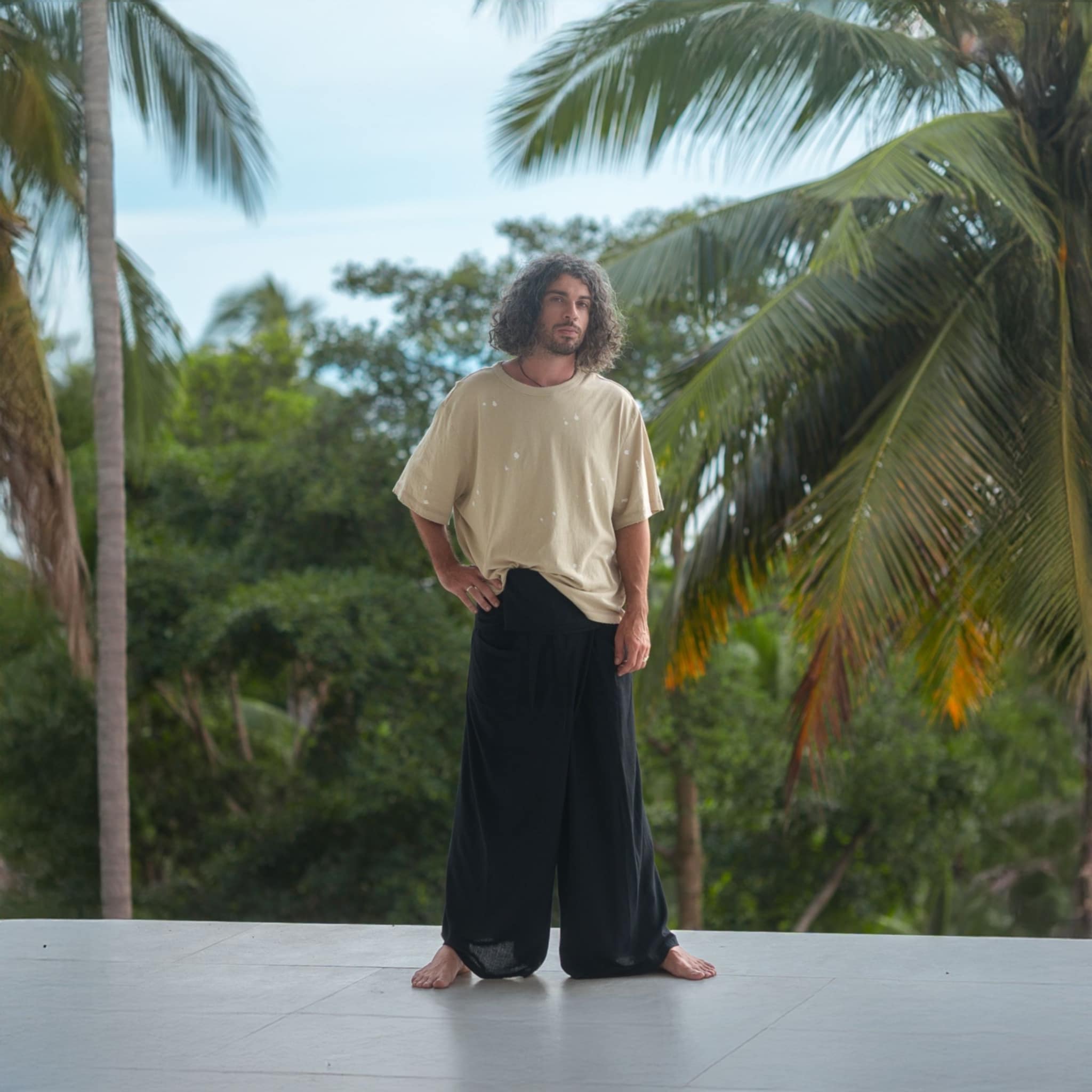 Black Hemp Cotton Thai Fisherman Pants – Tall Boho Yoga Trousers