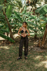 High Crotch Harem Pants - Intricate Mandala - Black