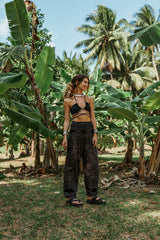 High Crotch Harem Pants - Intricate Mandala - Black