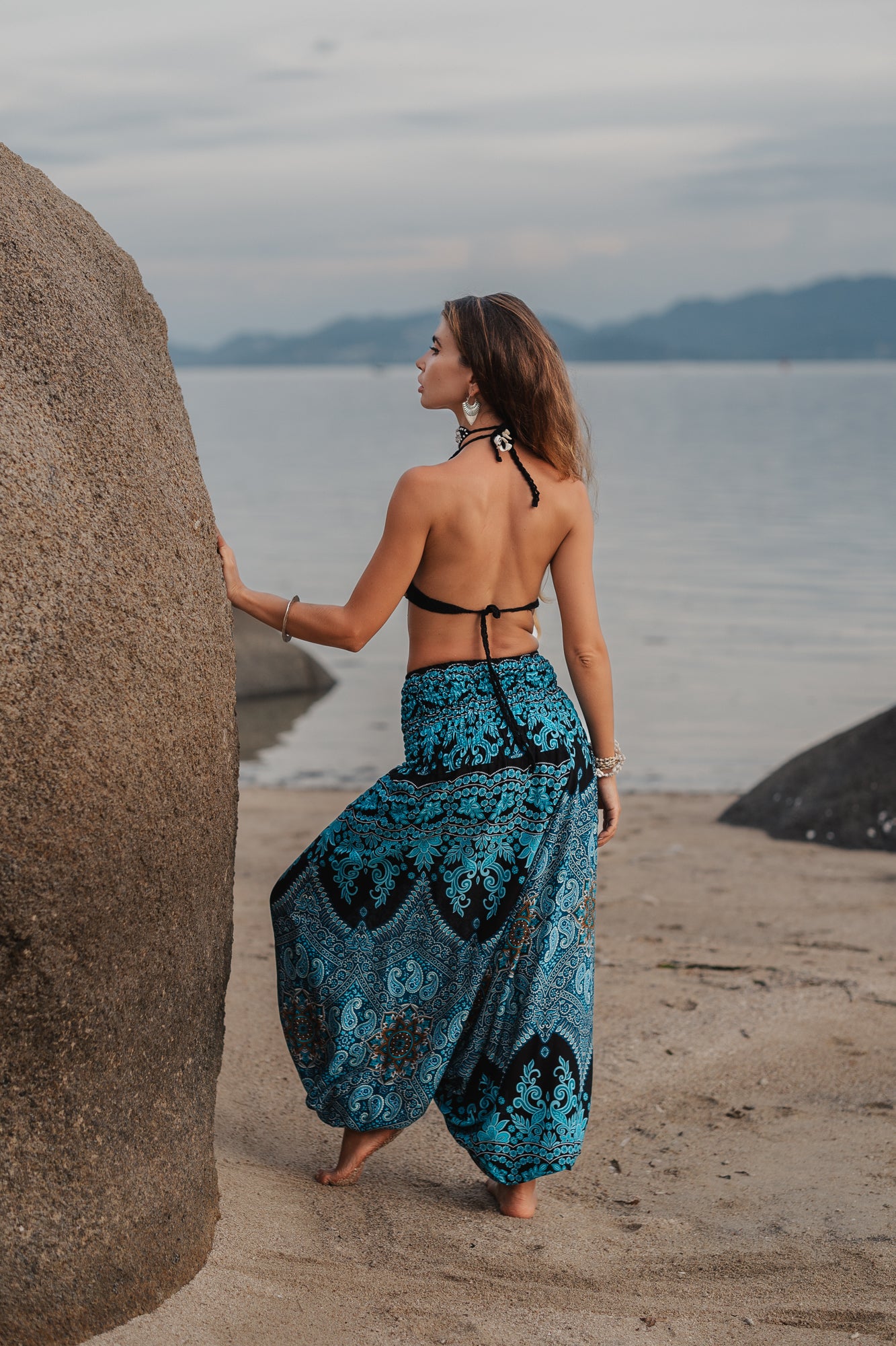 Harem Pants - Paisley - Black/Turquoise