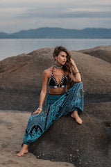 Harem Pants - Paisley - Black/Turquoise