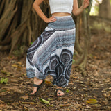 Black & White Mandala Harem Pants – Lightweight Rayon Yoga Trousers | Boho Festival & Hippie Style