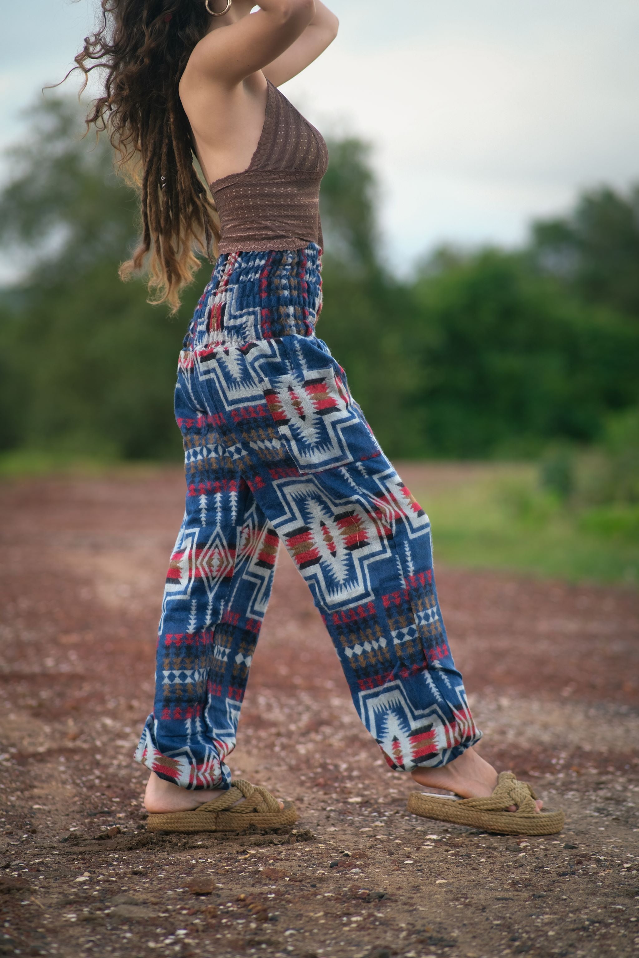 Warm Blanket Trousers - Aztec - Blue